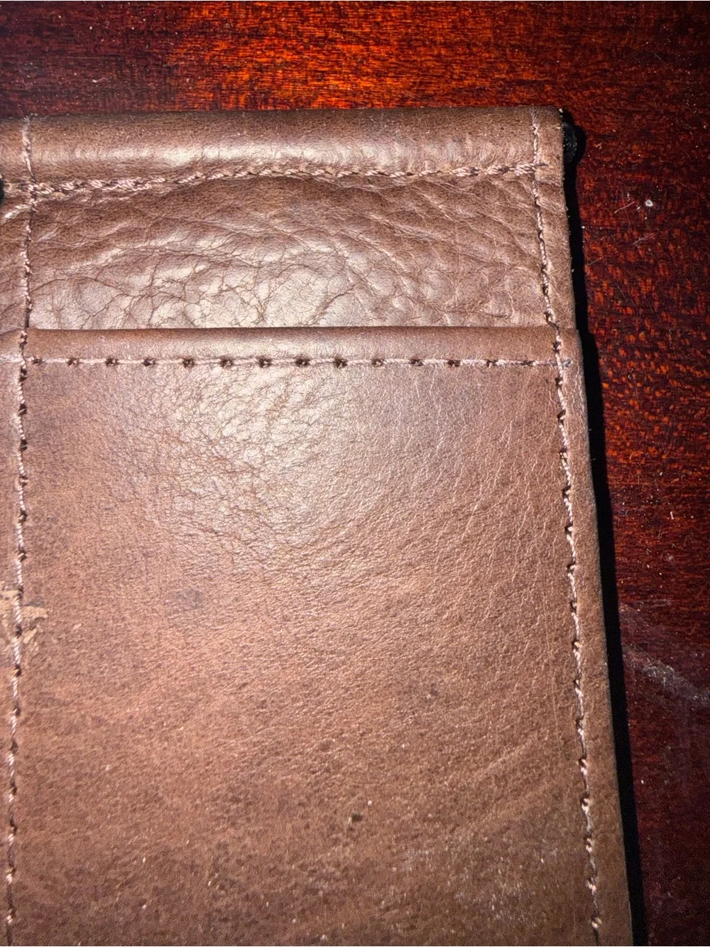 The Buffalo Billfold Company Brown Leather Money Clip Card Holder